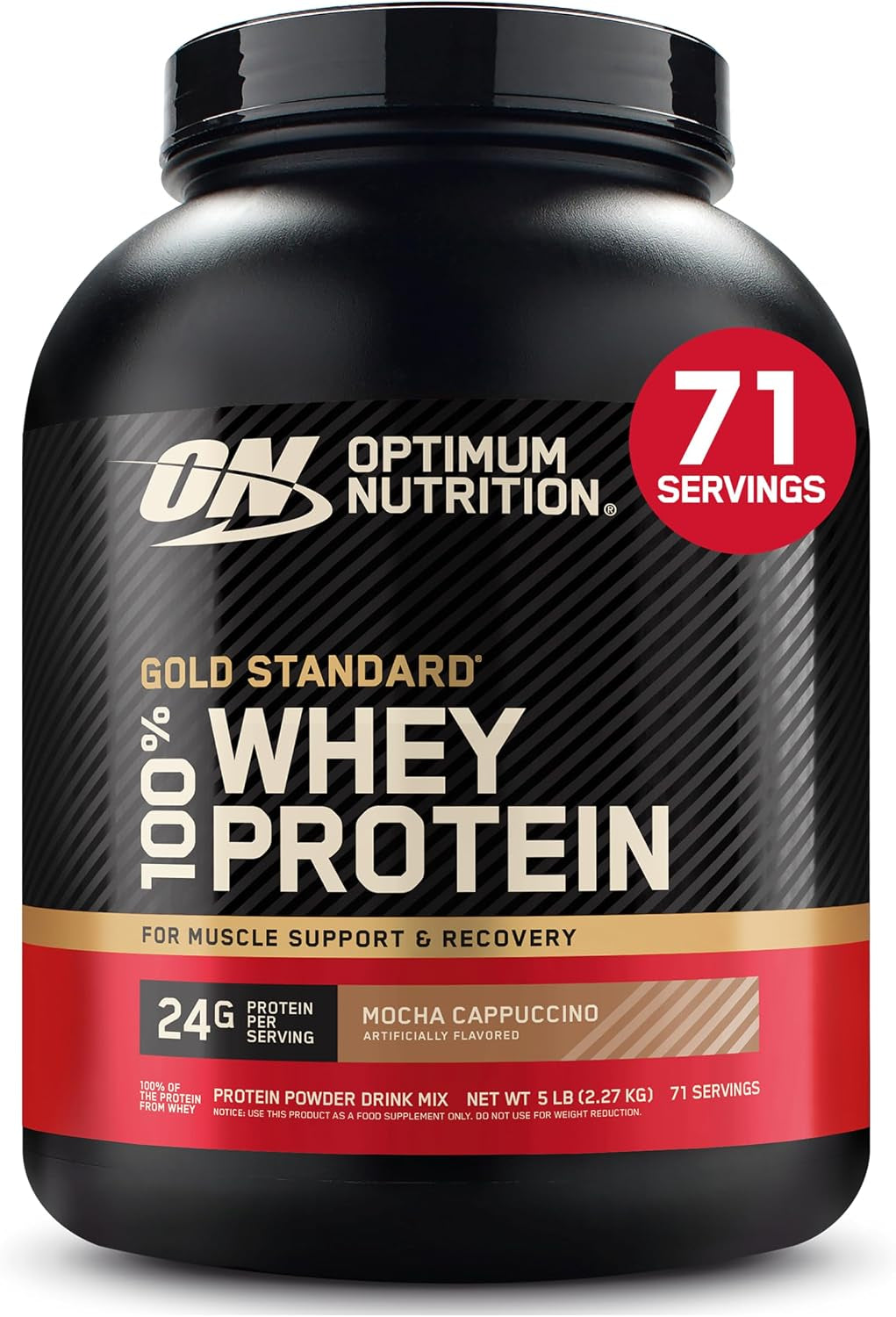 Optimum Nutrition Gold Standard 100% Whey Protein Powder, Vanilla Ice Cream, 2 Pound (Packaging May Vary) | 24G 100% Whey Protein per Serving, with Bcaas, Gluten Free, Banned Substance Tested, Easy Mixing, Muscle Support & Recovery