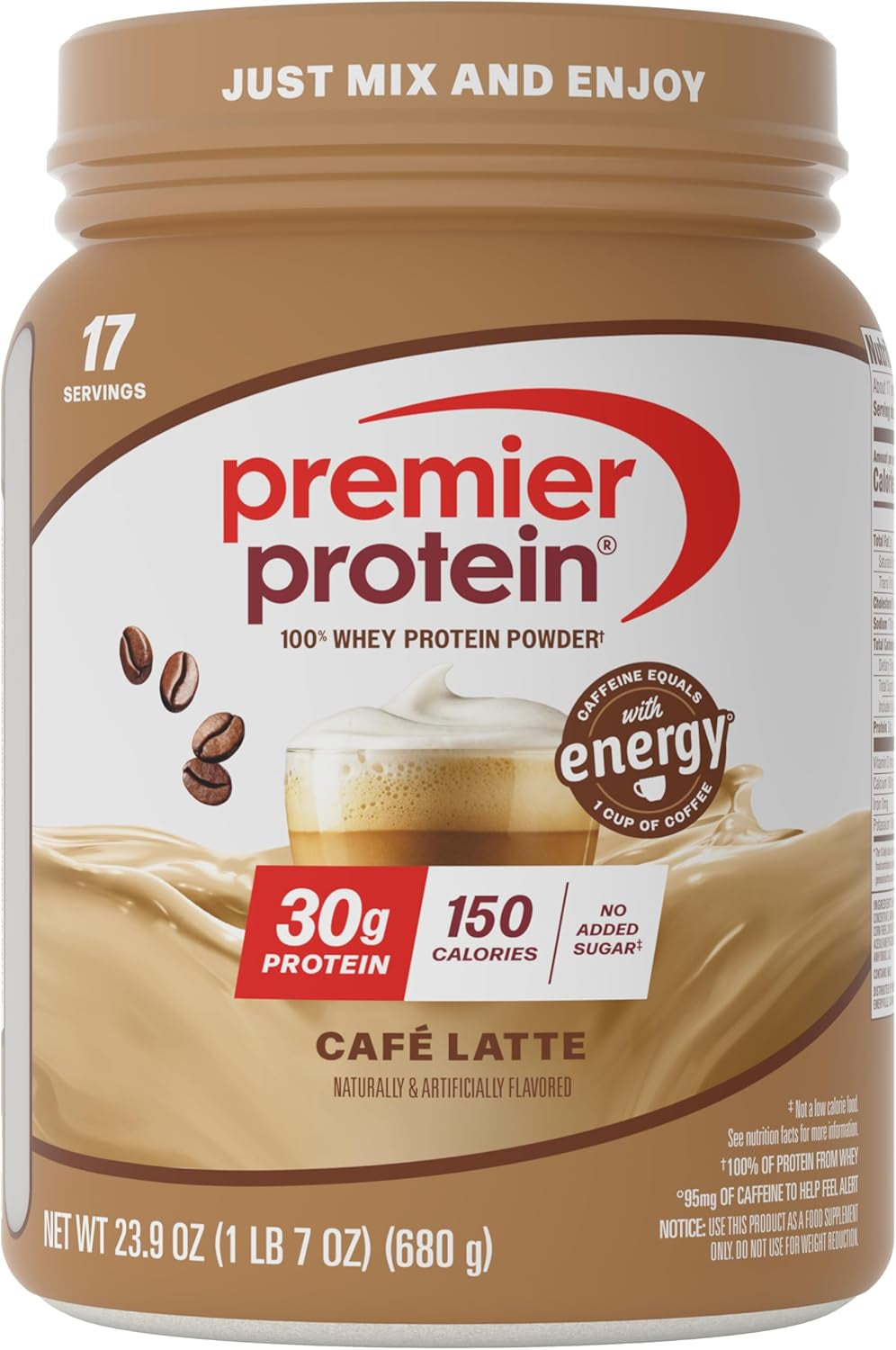 Premier Protein 30G High Protein Powder, 100% Whey, Vanilla, 17 Servings | No Added Sugar, Supports Muscle Health, Soy & Gluten-Free, 1.5 Lb