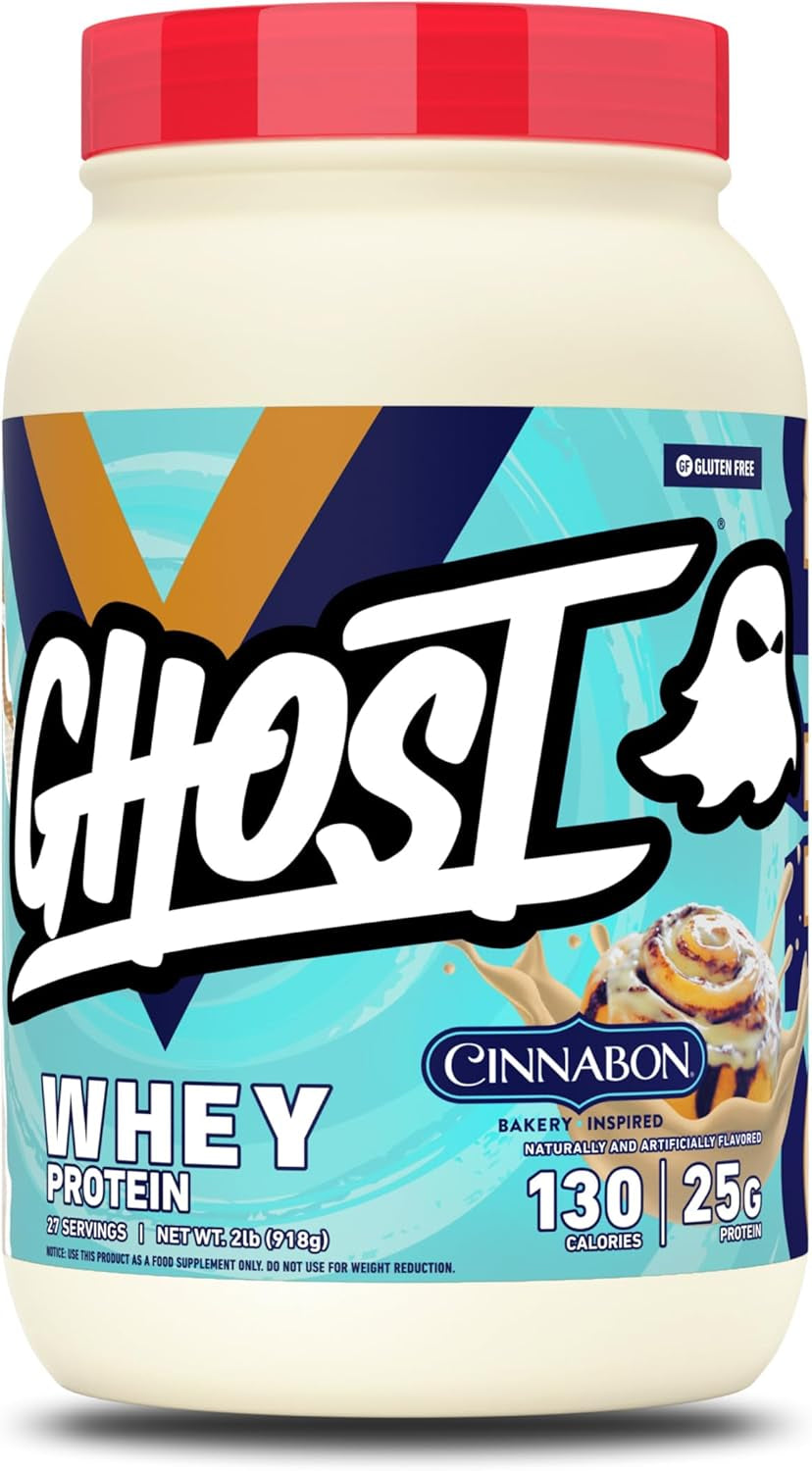 GHOST Whey Protein Powder, Chocolate Chip Cookies - 2.2LB, 25G of Protein | Whey Protein Isolate & Concentrate Blend - Post Workout Shake, Smoothies - Soy & Gluten-Free - 2.2LB Tub, 26 Servings