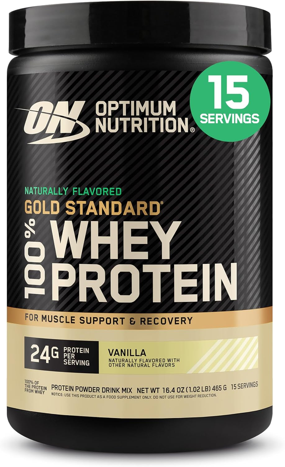 Optimum Nutrition Gold Standard 100% Whey Protein Powder, Vanilla Ice Cream, 2 Pound (Packaging May Vary) | 24G 100% Whey Protein per Serving, with Bcaas, Gluten Free, Banned Substance Tested, Easy Mixing, Muscle Support & Recovery
