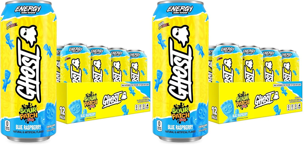 GHOST Energy Drink, Zero Sugars, 12-Pack, Sour Strips Appleberry, 16Oz