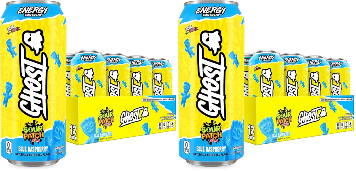 GHOST Energy Drink, Zero Sugars, 12-Pack, Sour Strips Appleberry, 16Oz