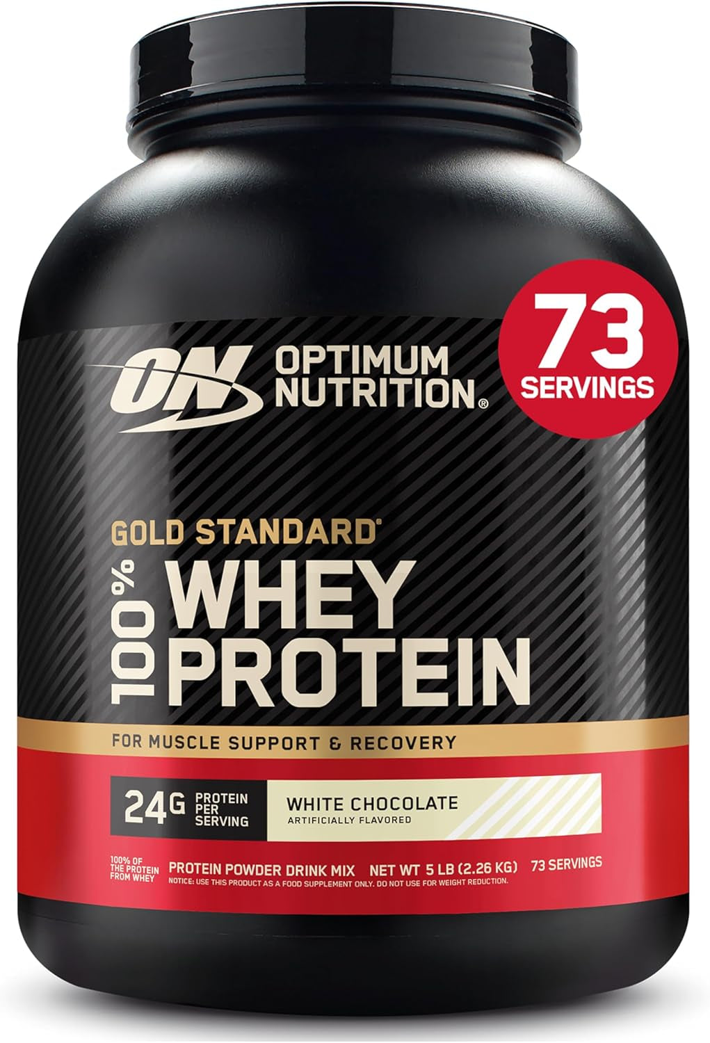 Optimum Nutrition Gold Standard 100% Whey Protein Powder, Vanilla Ice Cream, 2 Pound (Packaging May Vary) | 24G 100% Whey Protein per Serving, with Bcaas, Gluten Free, Banned Substance Tested, Easy Mixing, Muscle Support & Recovery