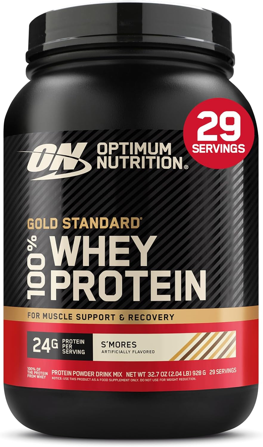 Optimum Nutrition Gold Standard 100% Whey Protein Powder, Vanilla Ice Cream, 2 Pound (Packaging May Vary) | 24G 100% Whey Protein per Serving, with Bcaas, Gluten Free, Banned Substance Tested, Easy Mixing, Muscle Support & Recovery