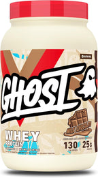 GHOST Whey Protein Powder, Chocolate Chip Cookies - 2.2LB, 25G of Protein | Whey Protein Isolate & Concentrate Blend - Post Workout Shake, Smoothies - Soy & Gluten-Free - 2.2LB Tub, 26 Servings
