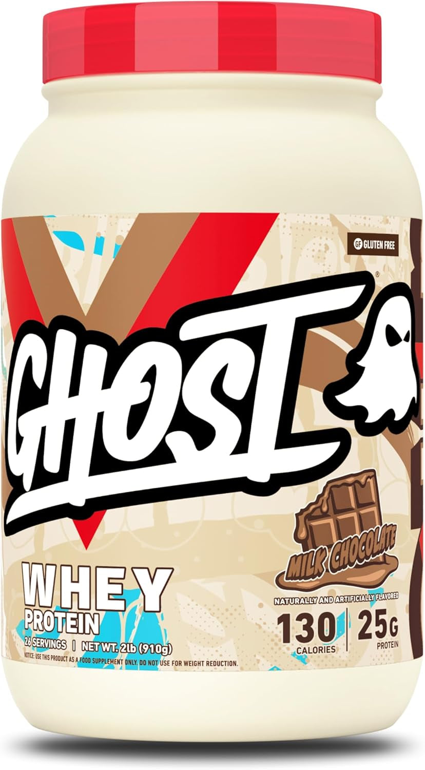 GHOST Whey Protein Powder, Chocolate Chip Cookies - 2.2LB, 25G of Protein | Whey Protein Isolate & Concentrate Blend - Post Workout Shake, Smoothies - Soy & Gluten-Free - 2.2LB Tub, 26 Servings