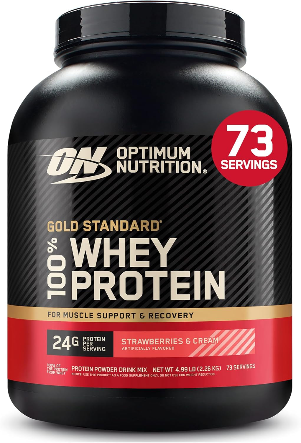 Optimum Nutrition Gold Standard 100% Whey Protein Powder, Vanilla Ice Cream, 2 Pound (Packaging May Vary) | 24G 100% Whey Protein per Serving, with Bcaas, Gluten Free, Banned Substance Tested, Easy Mixing, Muscle Support & Recovery