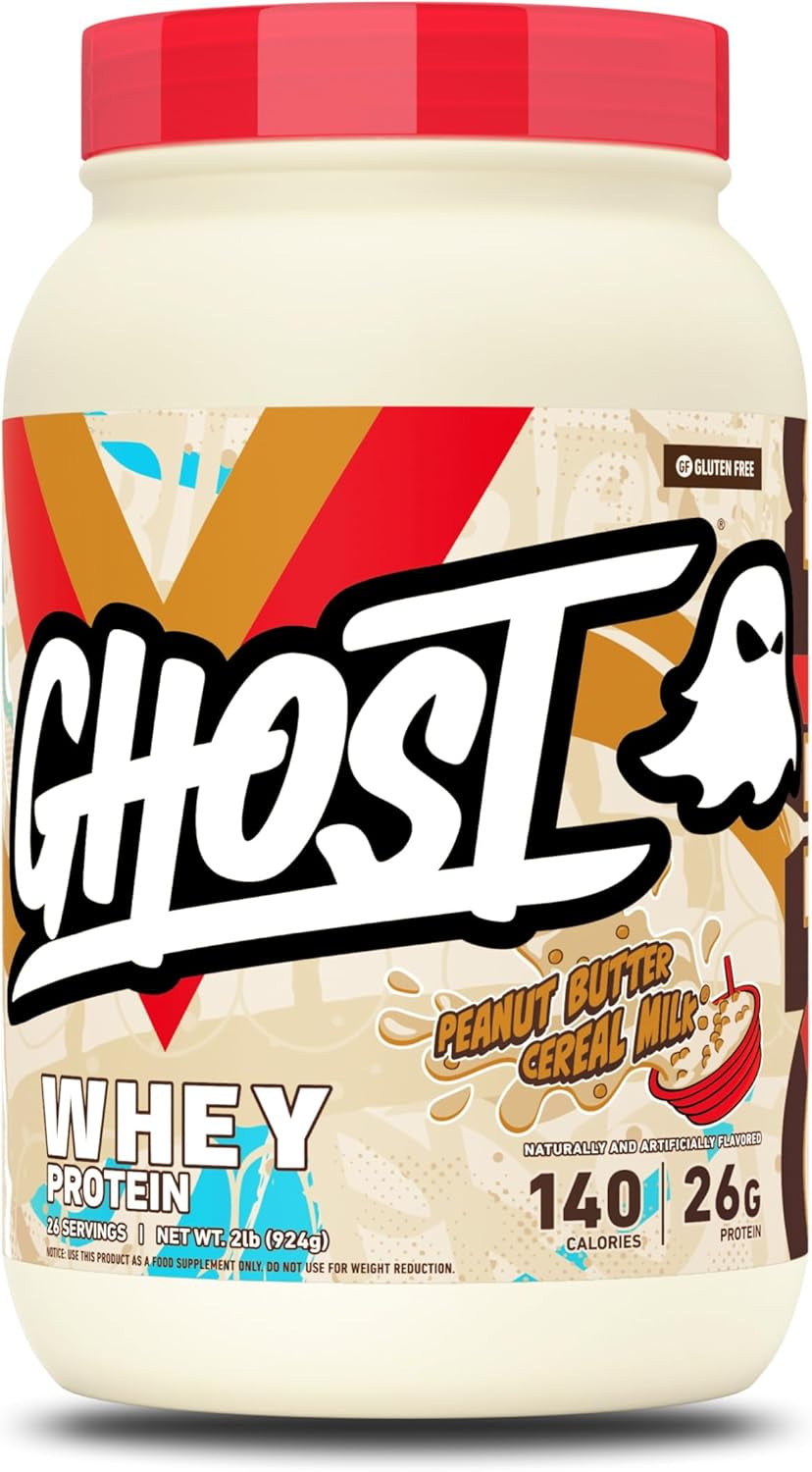 GHOST Whey Protein Powder, Chocolate Chip Cookies - 2.2LB, 25G of Protein | Whey Protein Isolate & Concentrate Blend - Post Workout Shake, Smoothies - Soy & Gluten-Free - 2.2LB Tub, 26 Servings
