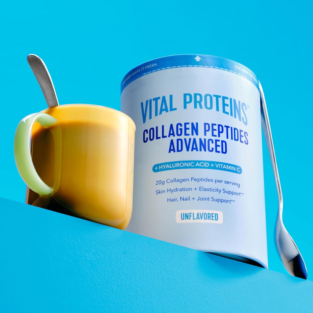 Vital Proteins Collagen Peptides Powder Advanced, Unflavored, 20Oz | Hyaluronic Acid & Vitamin C, Supports Hair Skin & Nails, Collagen Peptides, 27 Servings