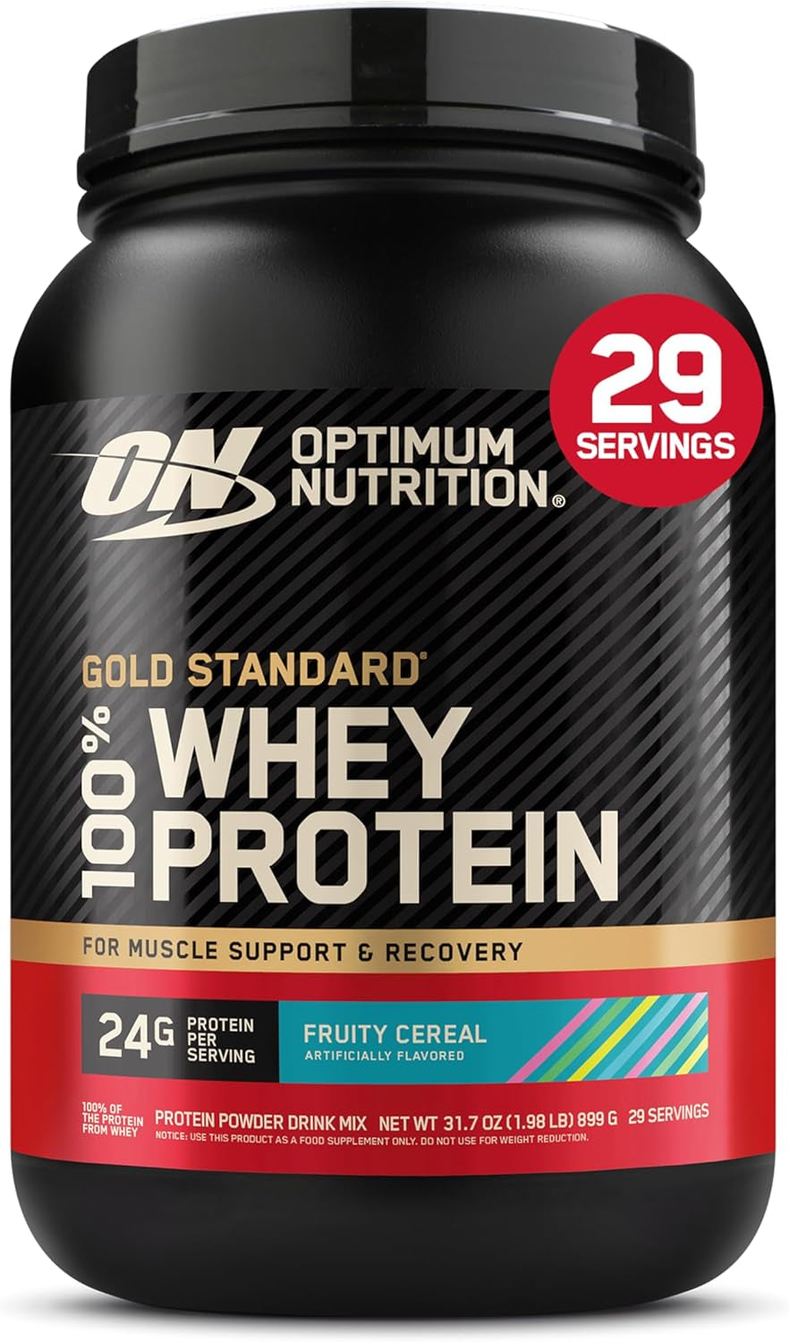 Optimum Nutrition Gold Standard 100% Whey Protein Powder, Vanilla Ice Cream, 2 Pound (Packaging May Vary) | 24G 100% Whey Protein per Serving, with Bcaas, Gluten Free, Banned Substance Tested, Easy Mixing, Muscle Support & Recovery