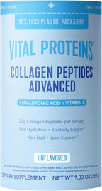 Vital Proteins Collagen Peptides Powder Advanced, Unflavored, 20Oz | Hyaluronic Acid & Vitamin C, Supports Hair Skin & Nails, Collagen Peptides, 27 Servings
