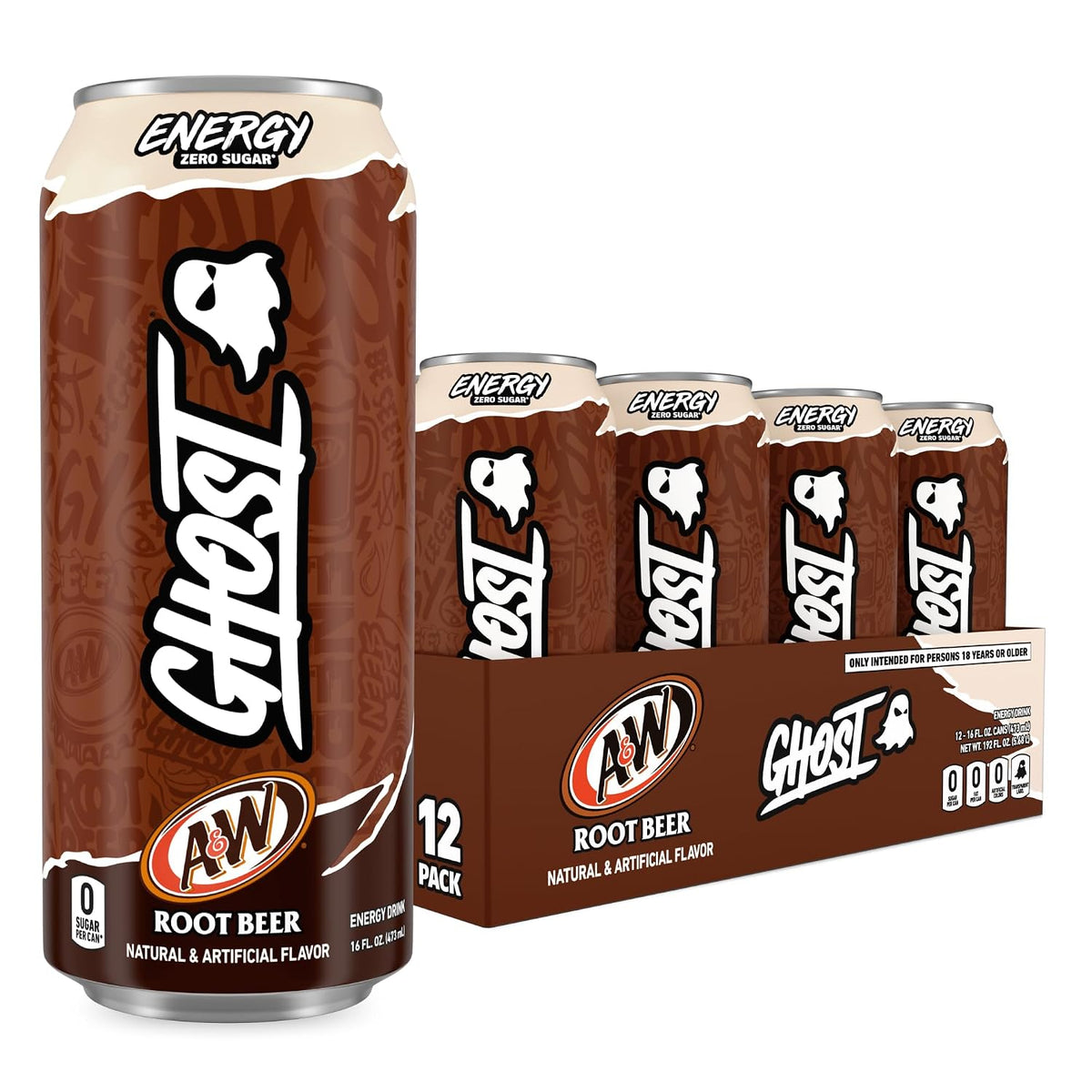 GHOST Energy Drink, Zero Sugars, 12-Pack, Sour Strips Appleberry, 16Oz