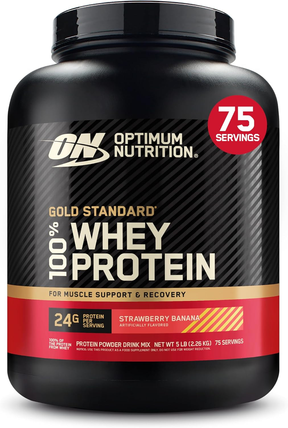 Optimum Nutrition Gold Standard 100% Whey Protein Powder, Vanilla Ice Cream, 2 Pound (Packaging May Vary) | 24G 100% Whey Protein per Serving, with Bcaas, Gluten Free, Banned Substance Tested, Easy Mixing, Muscle Support & Recovery