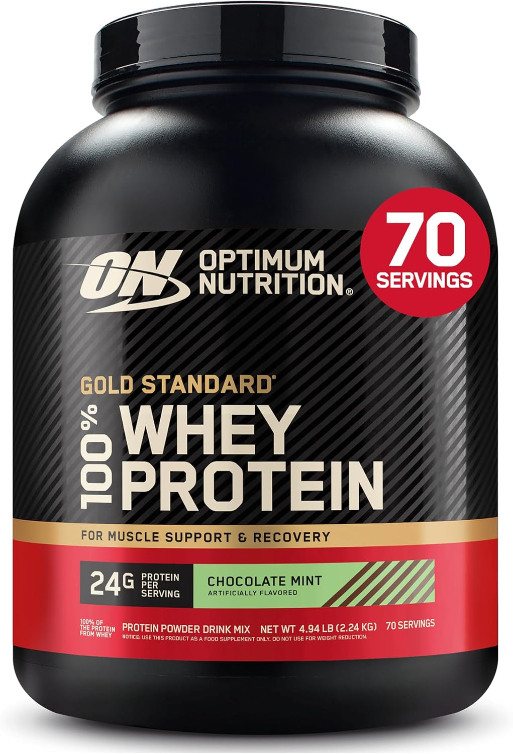 Optimum Nutrition Gold Standard 100% Whey Protein Powder, Vanilla Ice Cream, 2 Pound (Packaging May Vary) | 24G 100% Whey Protein per Serving, with Bcaas, Gluten Free, Banned Substance Tested, Easy Mixing, Muscle Support & Recovery