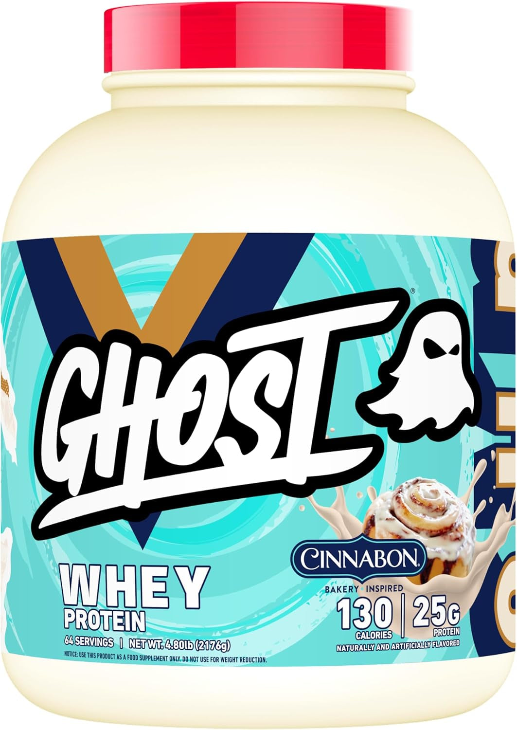 GHOST Whey Protein Powder, Chocolate Chip Cookies - 2.2LB, 25G of Protein | Whey Protein Isolate & Concentrate Blend - Post Workout Shake, Smoothies - Soy & Gluten-Free - 2.2LB Tub, 26 Servings
