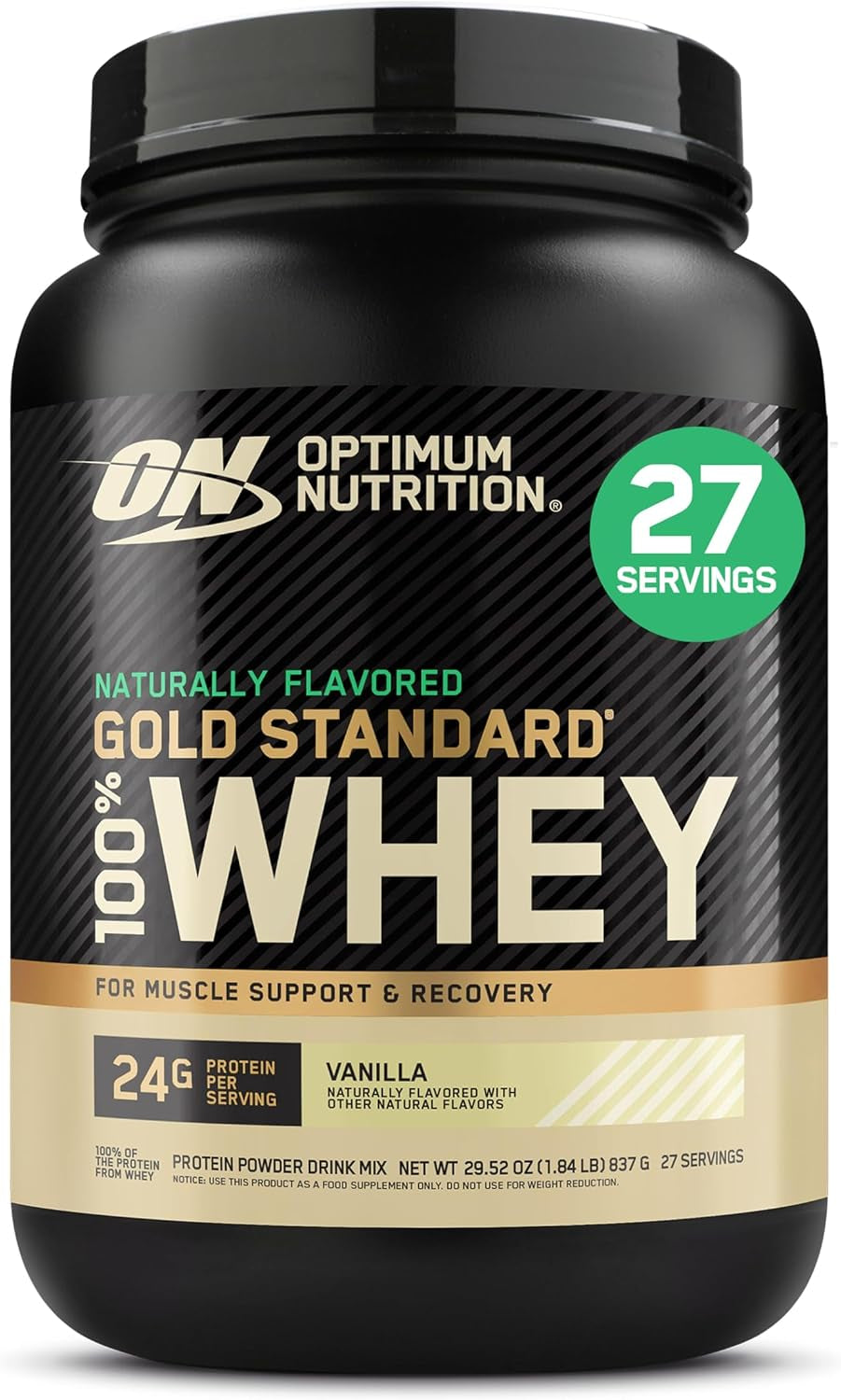 Optimum Nutrition Gold Standard 100% Whey Protein Powder, Vanilla Ice Cream, 2 Pound (Packaging May Vary) | 24G 100% Whey Protein per Serving, with Bcaas, Gluten Free, Banned Substance Tested, Easy Mixing, Muscle Support & Recovery