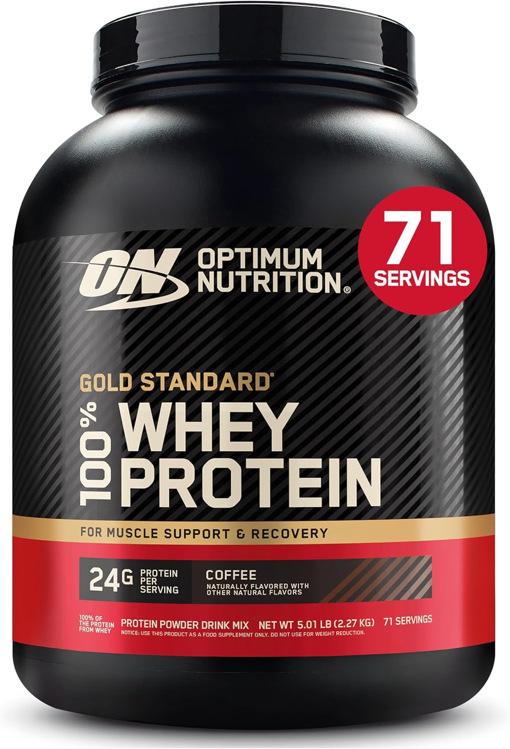 Optimum Nutrition Gold Standard 100% Whey Protein Powder, Vanilla Ice Cream, 2 Pound (Packaging May Vary) | 24G 100% Whey Protein per Serving, with Bcaas, Gluten Free, Banned Substance Tested, Easy Mixing, Muscle Support & Recovery