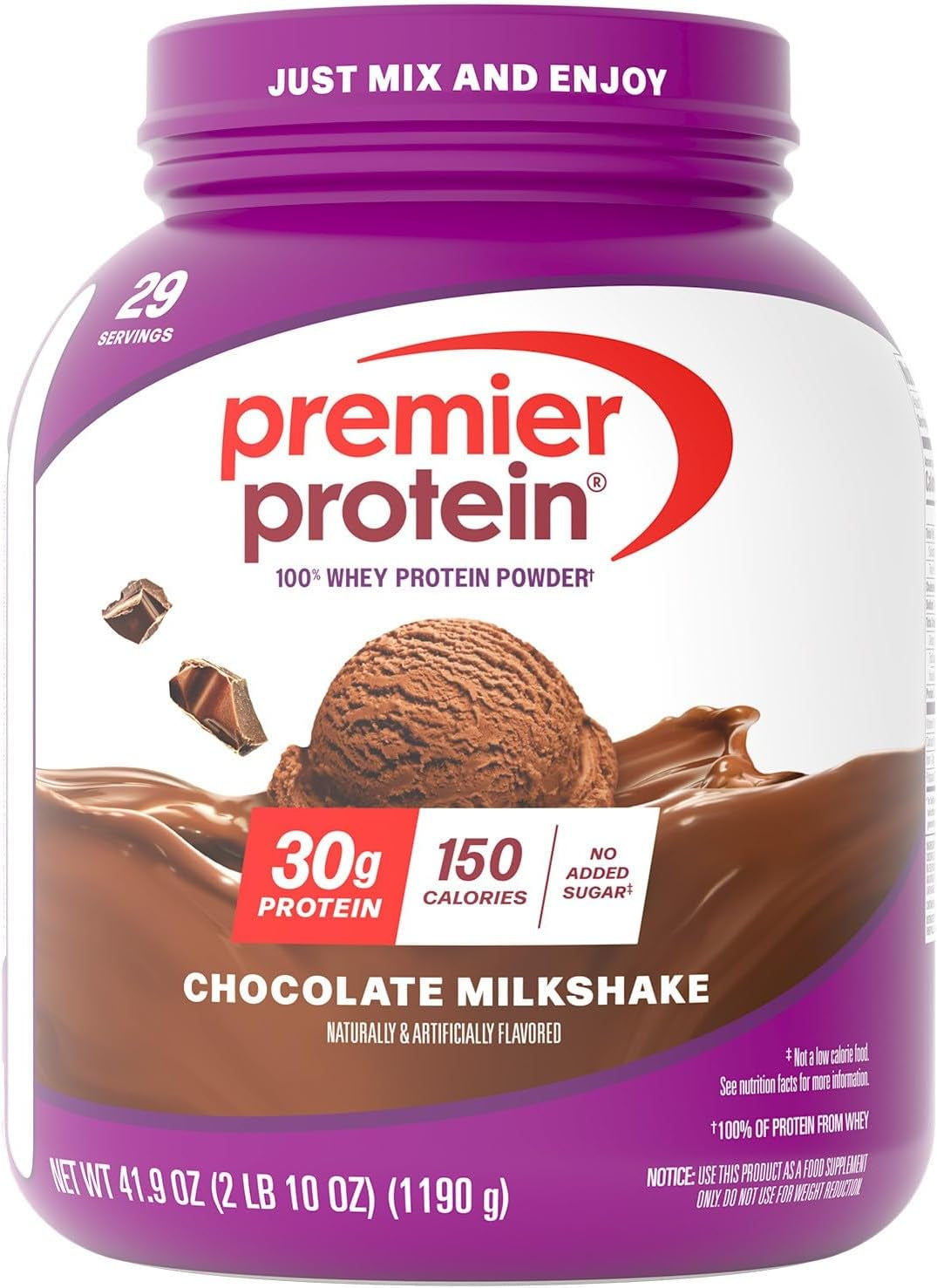 Premier Protein 30G High Protein Powder, 100% Whey, Vanilla, 17 Servings | No Added Sugar, Supports Muscle Health, Soy & Gluten-Free, 1.5 Lb