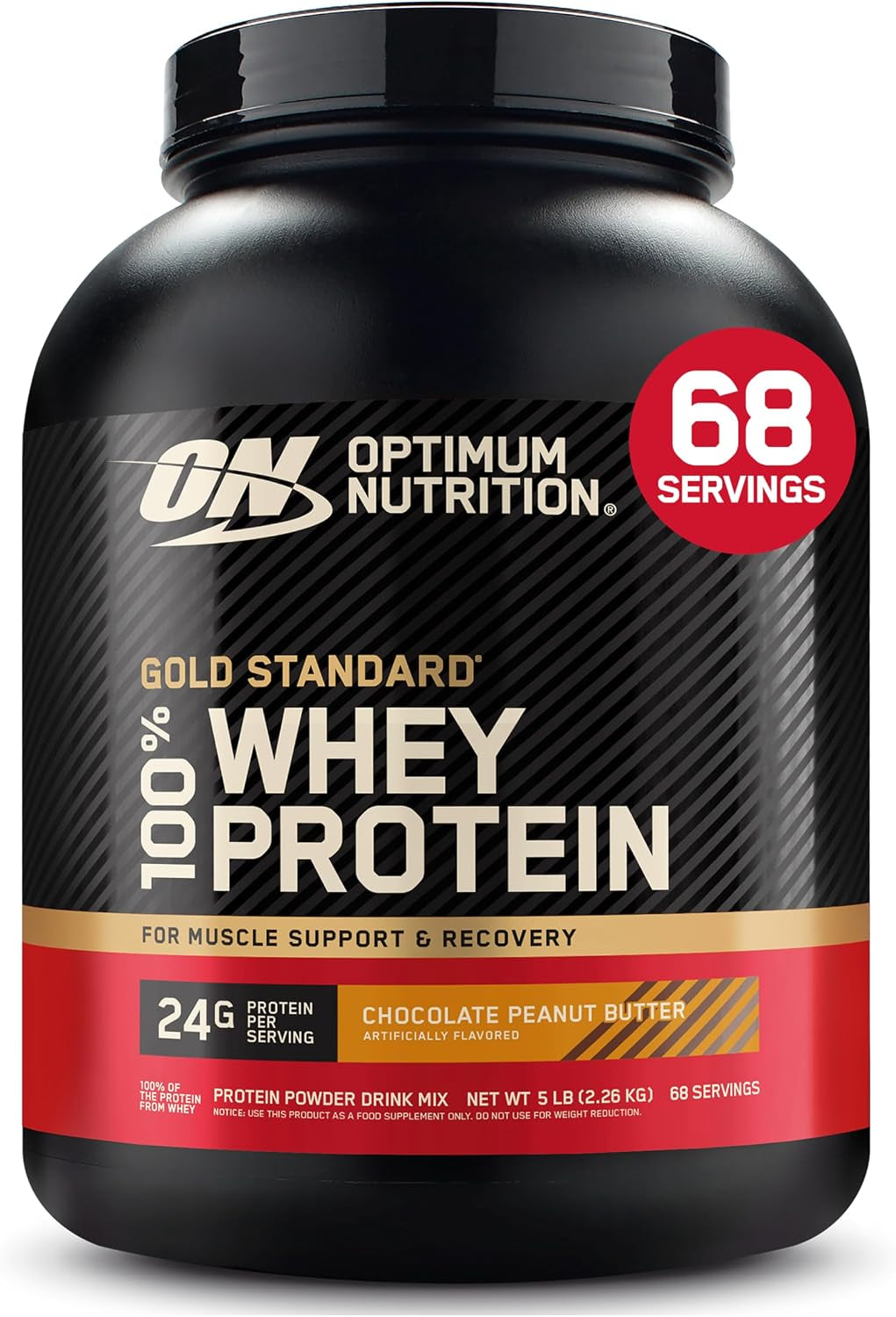 Optimum Nutrition Gold Standard 100% Whey Protein Powder, Vanilla Ice Cream, 2 Pound (Packaging May Vary) | 24G 100% Whey Protein per Serving, with Bcaas, Gluten Free, Banned Substance Tested, Easy Mixing, Muscle Support & Recovery
