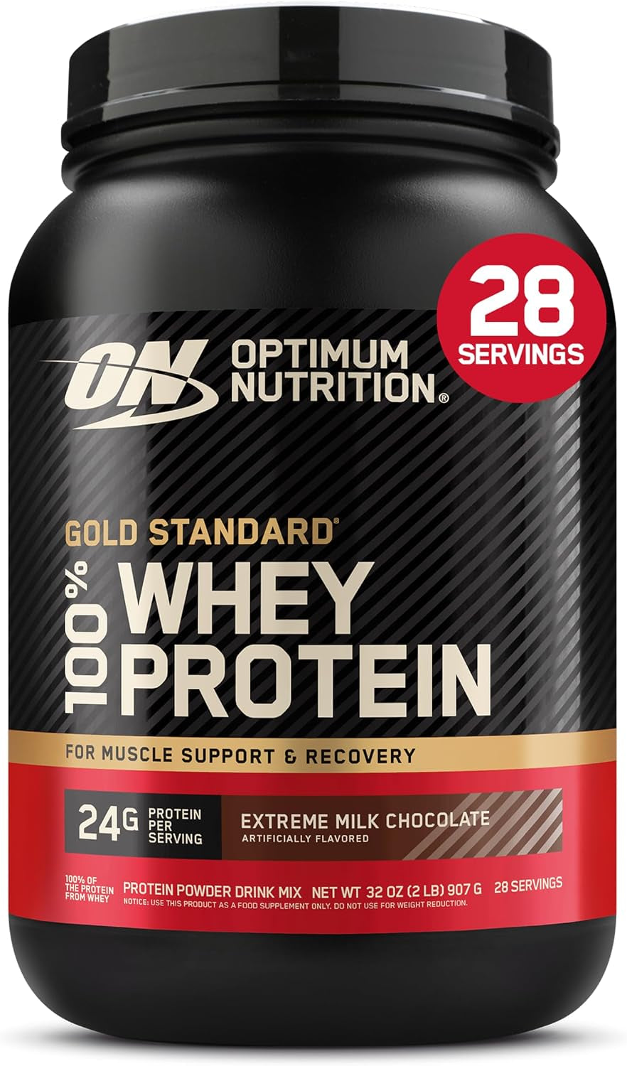 Optimum Nutrition Gold Standard 100% Whey Protein Powder, Vanilla Ice Cream, 2 Pound (Packaging May Vary) | 24G 100% Whey Protein per Serving, with Bcaas, Gluten Free, Banned Substance Tested, Easy Mixing, Muscle Support & Recovery