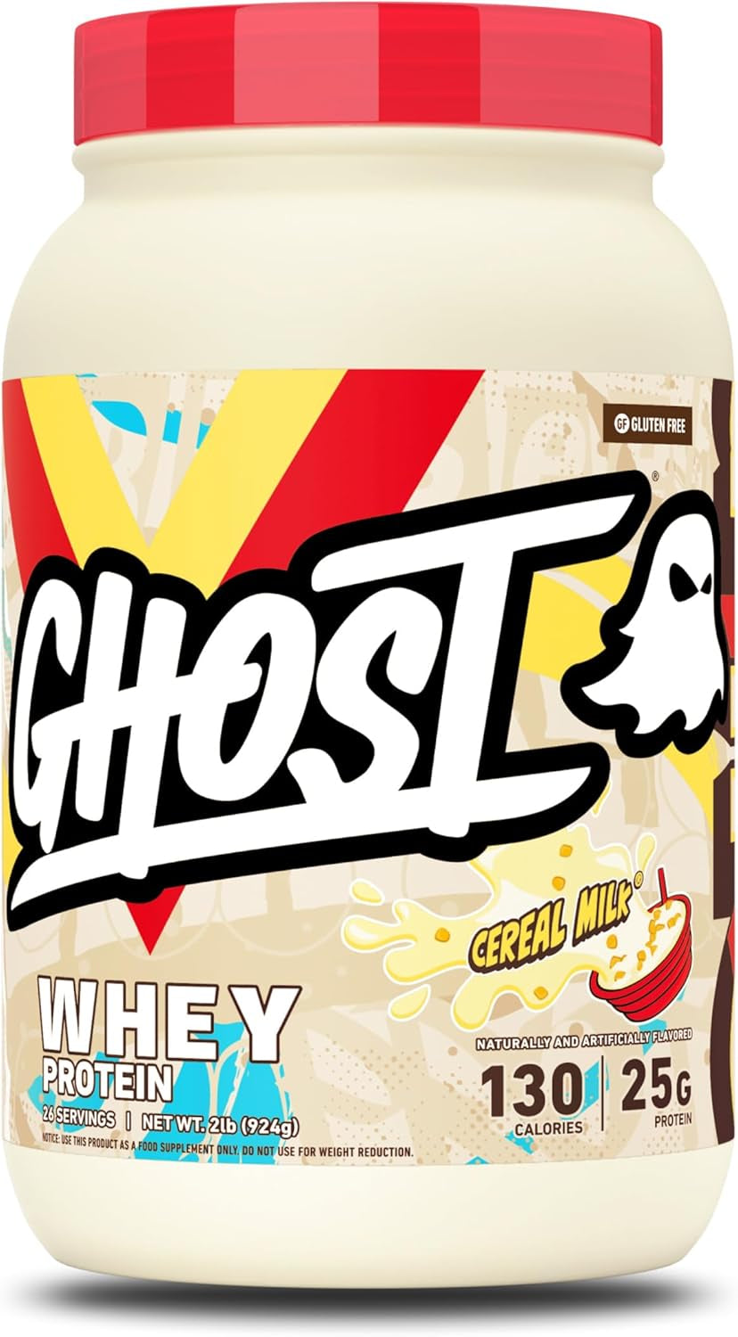 GHOST Whey Protein Powder, Chocolate Chip Cookies - 2.2LB, 25G of Protein | Whey Protein Isolate & Concentrate Blend - Post Workout Shake, Smoothies - Soy & Gluten-Free - 2.2LB Tub, 26 Servings