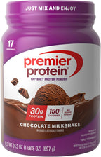 Premier Protein 30G High Protein Powder, 100% Whey, Vanilla, 17 Servings | No Added Sugar, Supports Muscle Health, Soy & Gluten-Free, 1.5 Lb