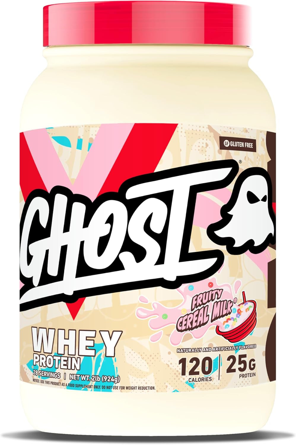 GHOST Whey Protein Powder, Chocolate Chip Cookies - 2.2LB, 25G of Protein | Whey Protein Isolate & Concentrate Blend - Post Workout Shake, Smoothies - Soy & Gluten-Free - 2.2LB Tub, 26 Servings