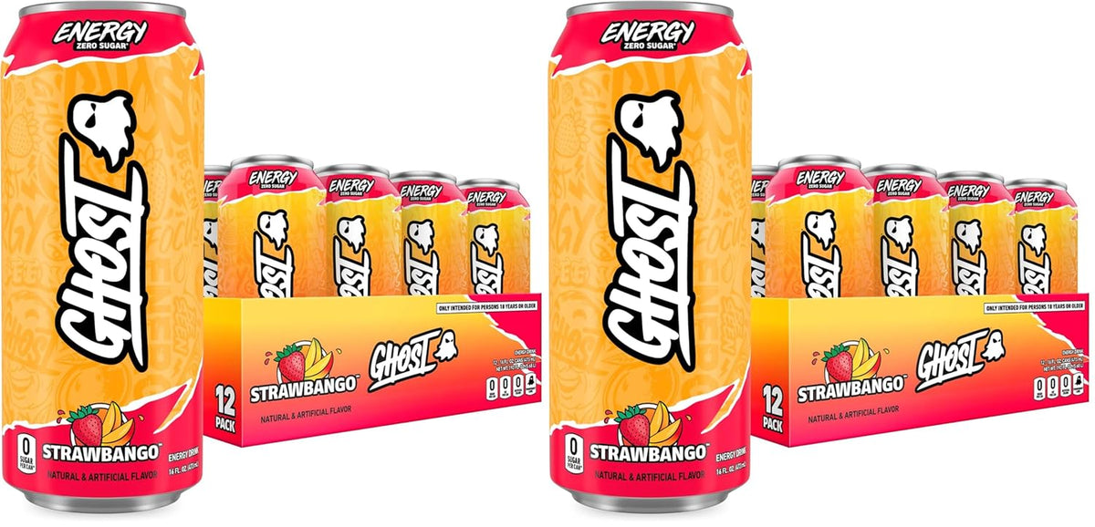 GHOST Energy Drink, Zero Sugars, 12-Pack, Sour Strips Appleberry, 16Oz