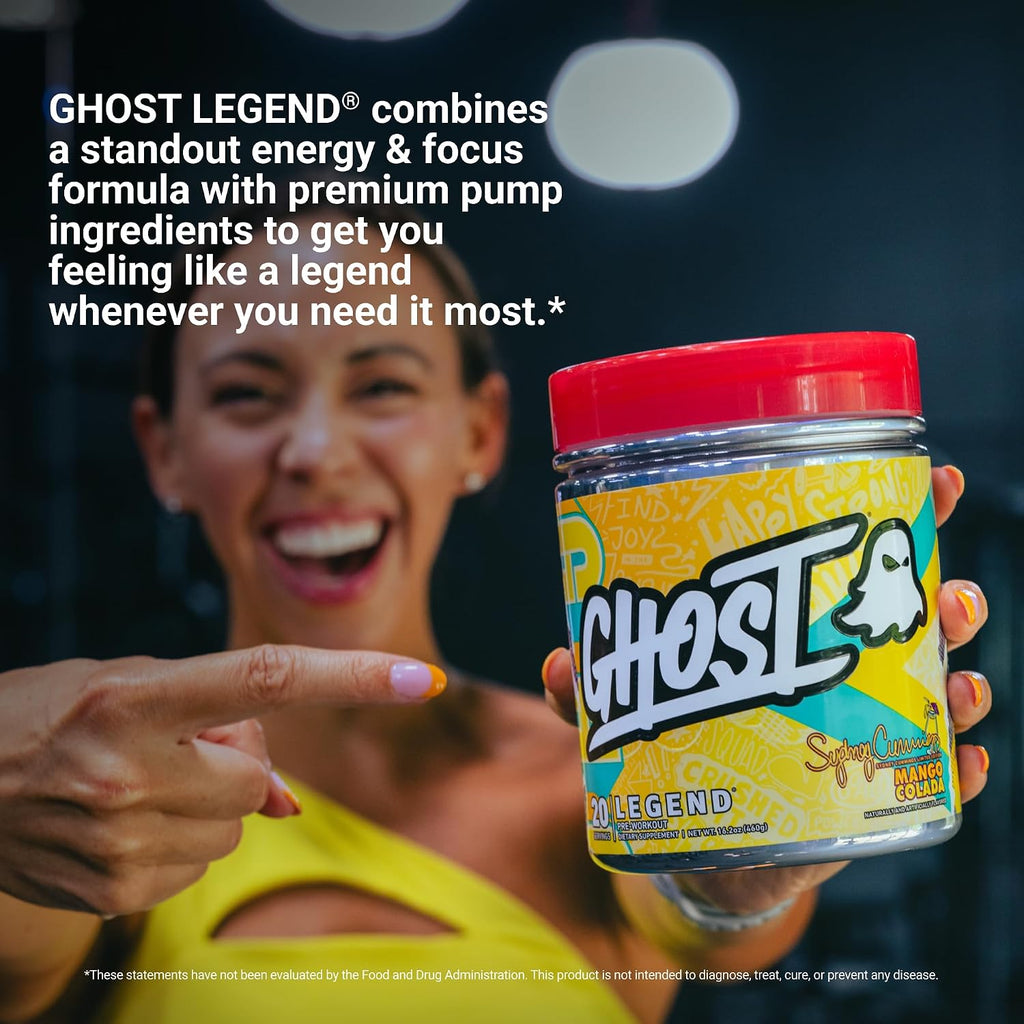 GHOST Legend Pre-Workout Powder, Sydney Cummings Mango Colada, 20 Servings