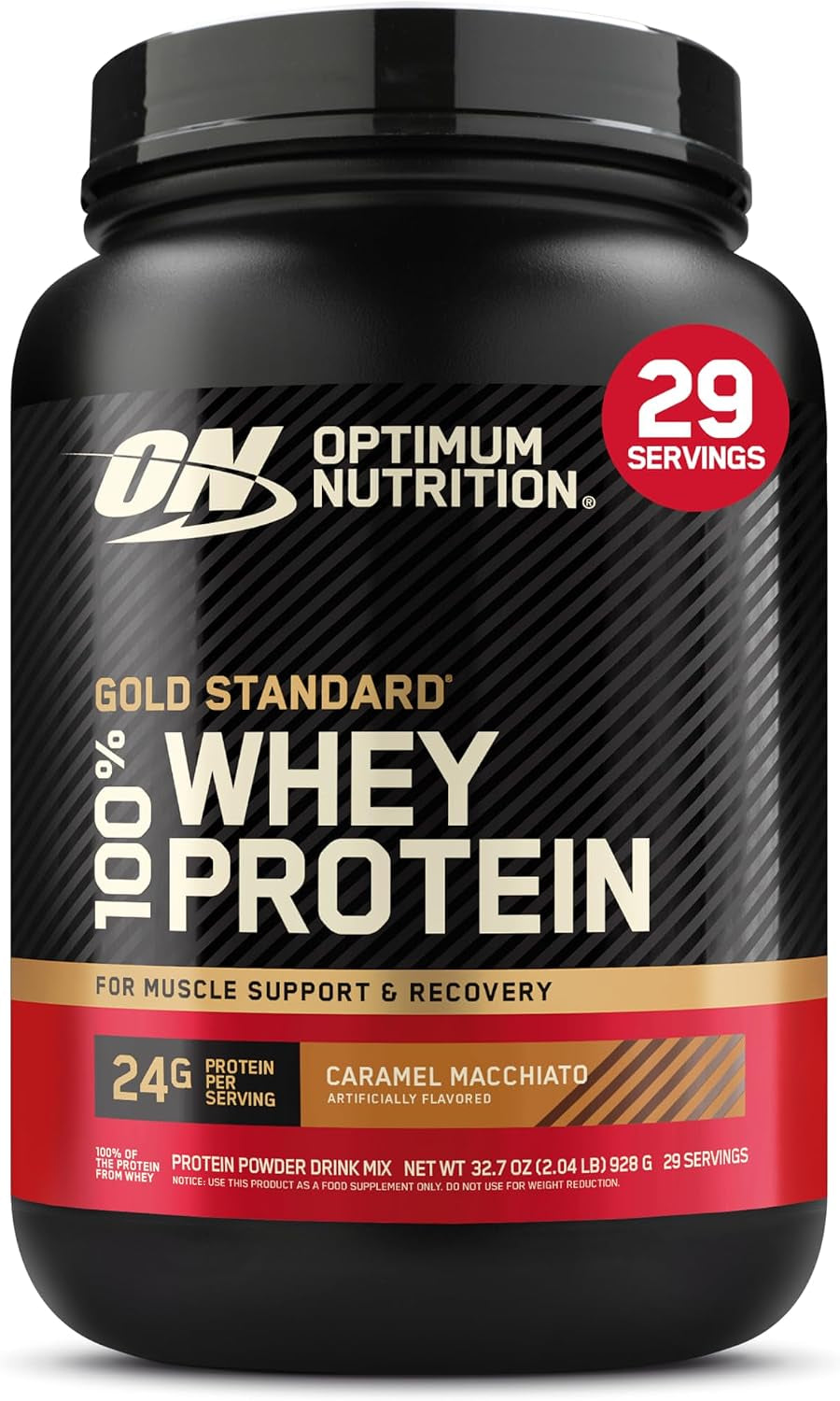 Optimum Nutrition Gold Standard 100% Whey Protein Powder, Vanilla Ice Cream, 2 Pound (Packaging May Vary) | 24G 100% Whey Protein per Serving, with Bcaas, Gluten Free, Banned Substance Tested, Easy Mixing, Muscle Support & Recovery