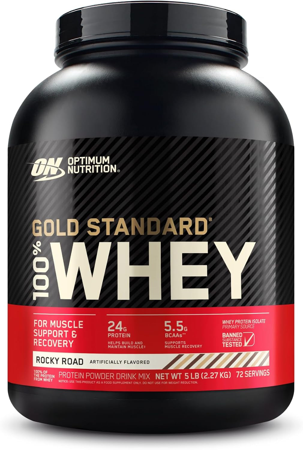 Optimum Nutrition Gold Standard 100% Whey Protein Powder, Vanilla Ice Cream, 2 Pound (Packaging May Vary) | 24G 100% Whey Protein per Serving, with Bcaas, Gluten Free, Banned Substance Tested, Easy Mixing, Muscle Support & Recovery