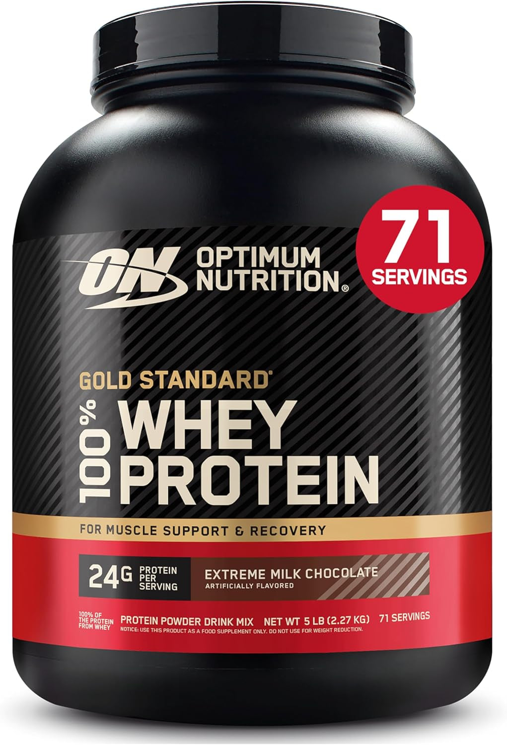Optimum Nutrition Gold Standard 100% Whey Protein Powder, Vanilla Ice Cream, 2 Pound (Packaging May Vary) | 24G 100% Whey Protein per Serving, with Bcaas, Gluten Free, Banned Substance Tested, Easy Mixing, Muscle Support & Recovery