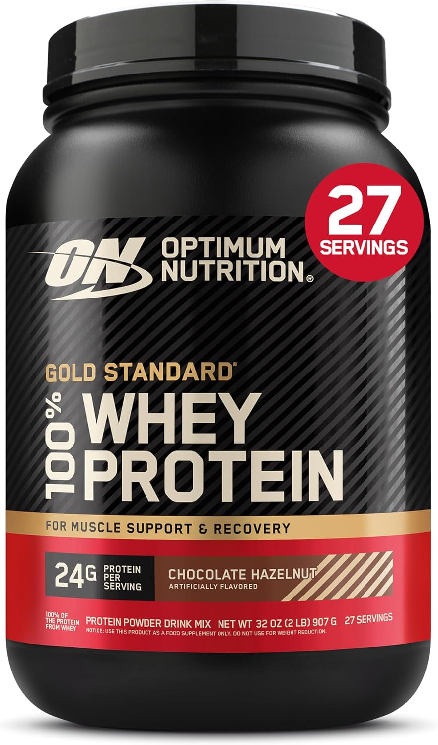 Optimum Nutrition Gold Standard 100% Whey Protein Powder, Vanilla Ice Cream, 2 Pound (Packaging May Vary) | 24G 100% Whey Protein per Serving, with Bcaas, Gluten Free, Banned Substance Tested, Easy Mixing, Muscle Support & Recovery