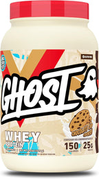 GHOST Whey Protein Powder, Chocolate Chip Cookies - 2.2LB, 25G of Protein | Whey Protein Isolate & Concentrate Blend - Post Workout Shake, Smoothies - Soy & Gluten-Free - 2.2LB Tub, 26 Servings